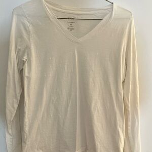 Sonoma Off-White V-Neck Long Sleeve Top
